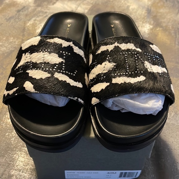 Like New with box All Saints slides calf hair size 40 - Picture 1 of 5
